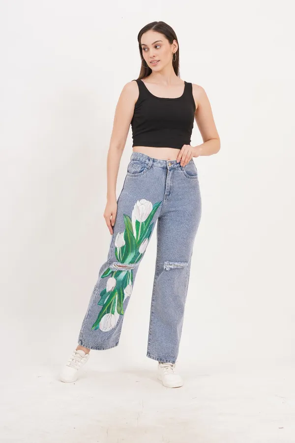 Blue_Tulip_Bloom_Jeans-_Non_stretch_Artist_edition_For_Women