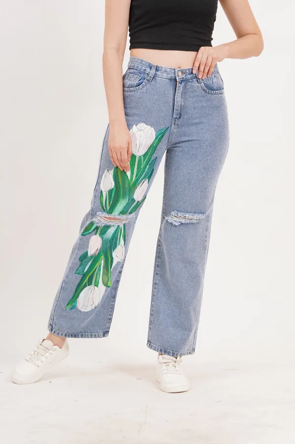 Blue_Tulip_Bloom_Jeans-_Non_stretch_Artist_edition_For_Women