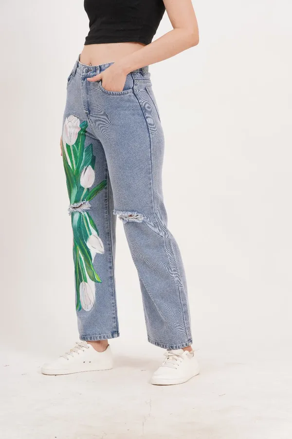 Blue_Tulip_Bloom_Jeans-_Non_stretch_Artist_edition_For_Women