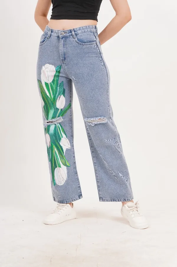 Blue_Tulip_Bloom_Jeans-_Non_stretch_Artist_edition_For_Women