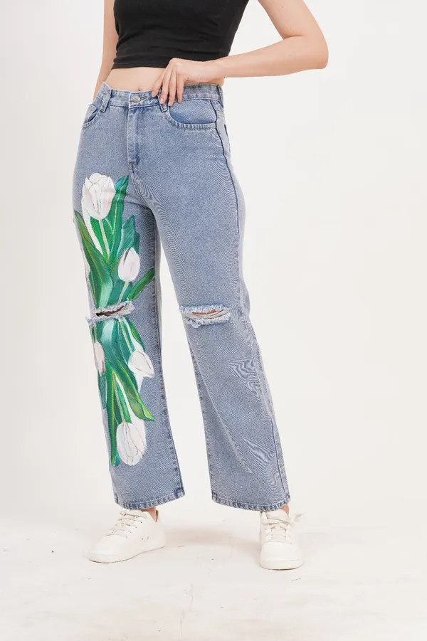Blue_Tulip_Bloom_Jeans-_Non_stretch_Artist_edition_For_Women