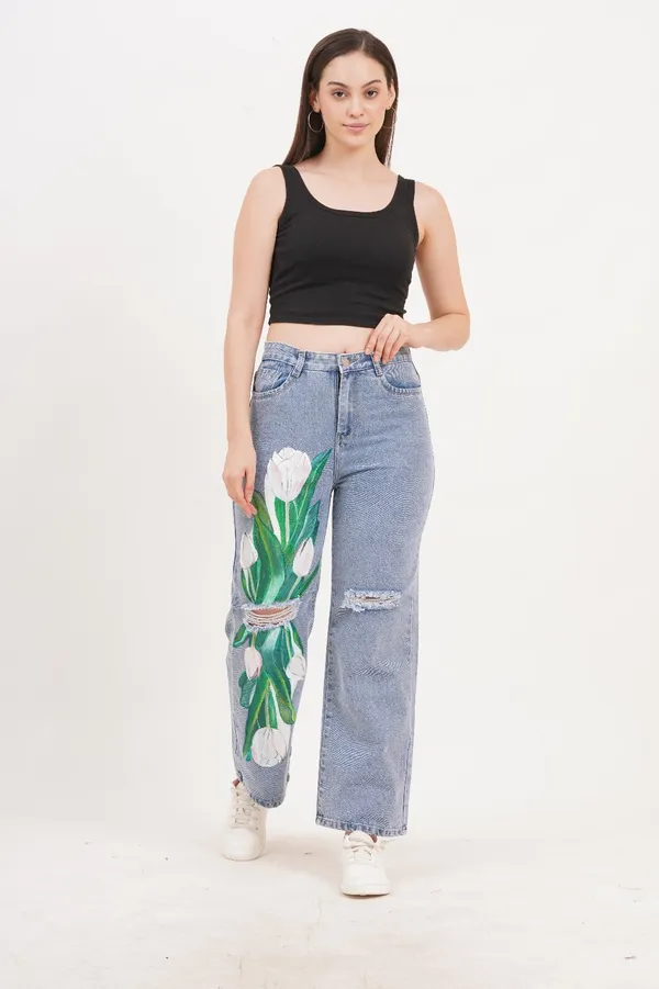 Blue_Tulip_Bloom_Jeans-_Non_stretch_Artist_edition_For_Women