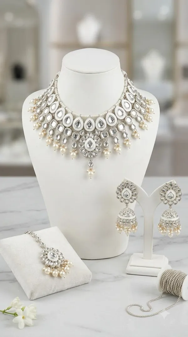 Silver_Tone_Pearl_Embellished_Jewellery_Set_For_Women