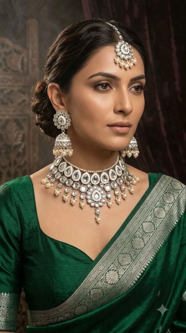 Silver_Tone_Pearl_Embellished_Jewellery_Set_For_Women
