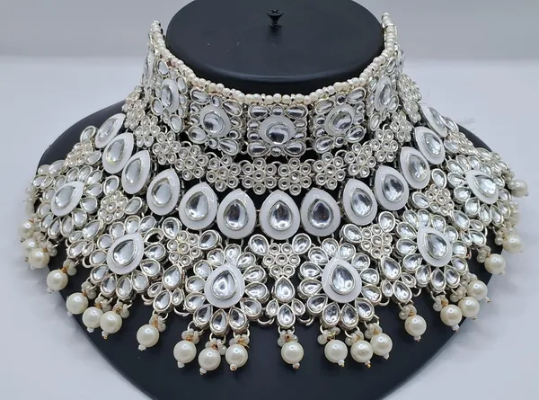 Silver_Tone_Oxidized_Choker_Necklace_Set_For_Women