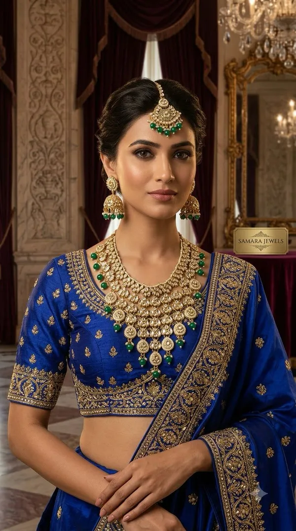 Gold_Tone_Kundan_Necklace_Set_With_Maang_Tikka_For_Women