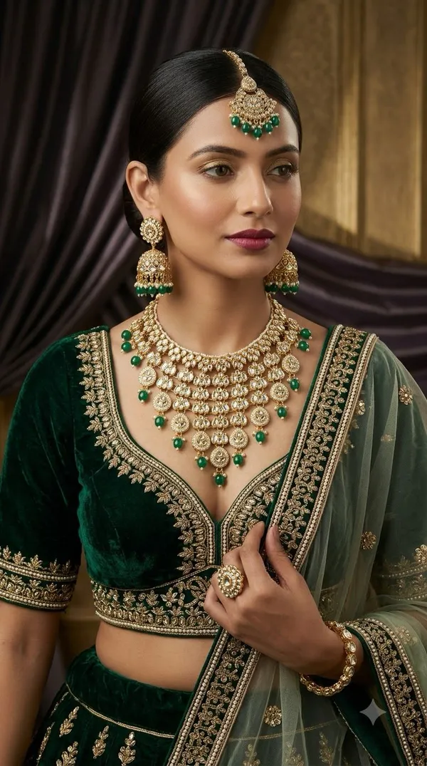 Gold_Tone_Kundan_Necklace_Set_With_Maang_Tikka_For_Women