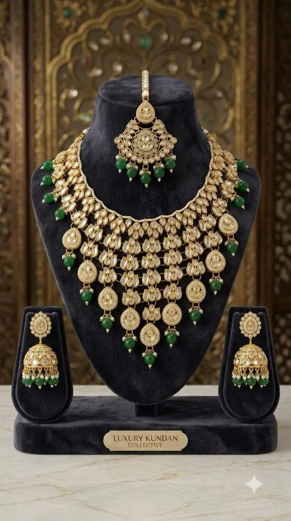 Gold_Tone_Kundan_Necklace_Set_With_Maang_Tikka_For_Women