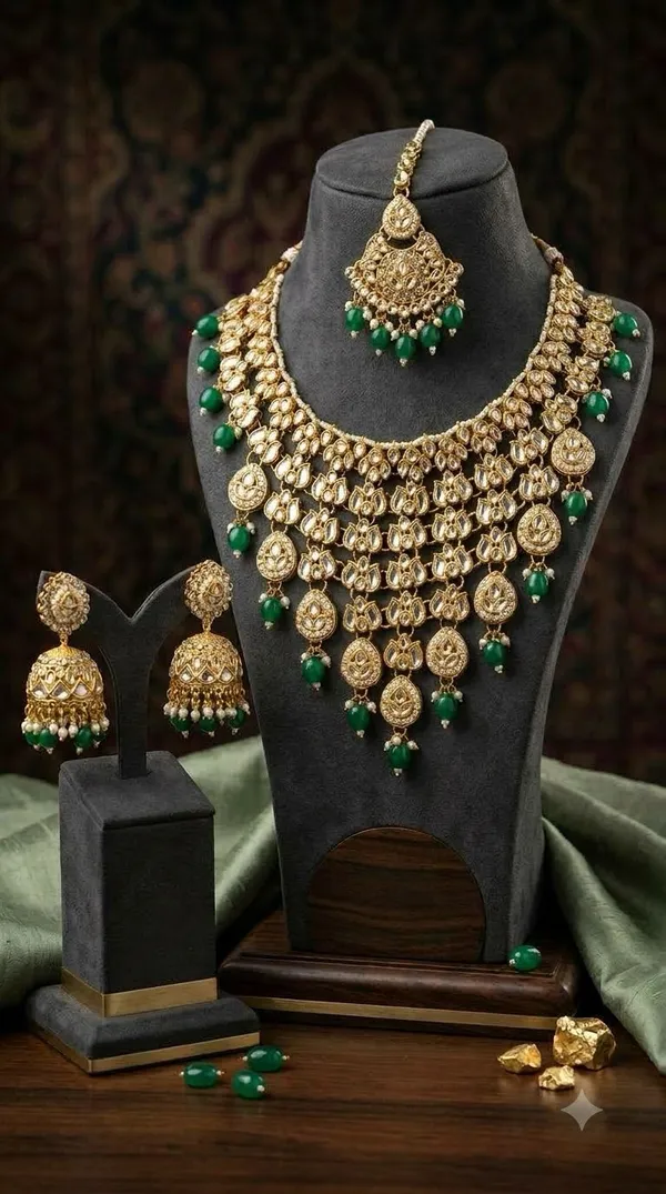 Gold_Tone_Kundan_Necklace_Set_With_Maang_Tikka_For_Women