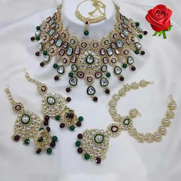 Gold_Tone_Green_And_Maroon_Stone_Bridal_Jewellery_Set