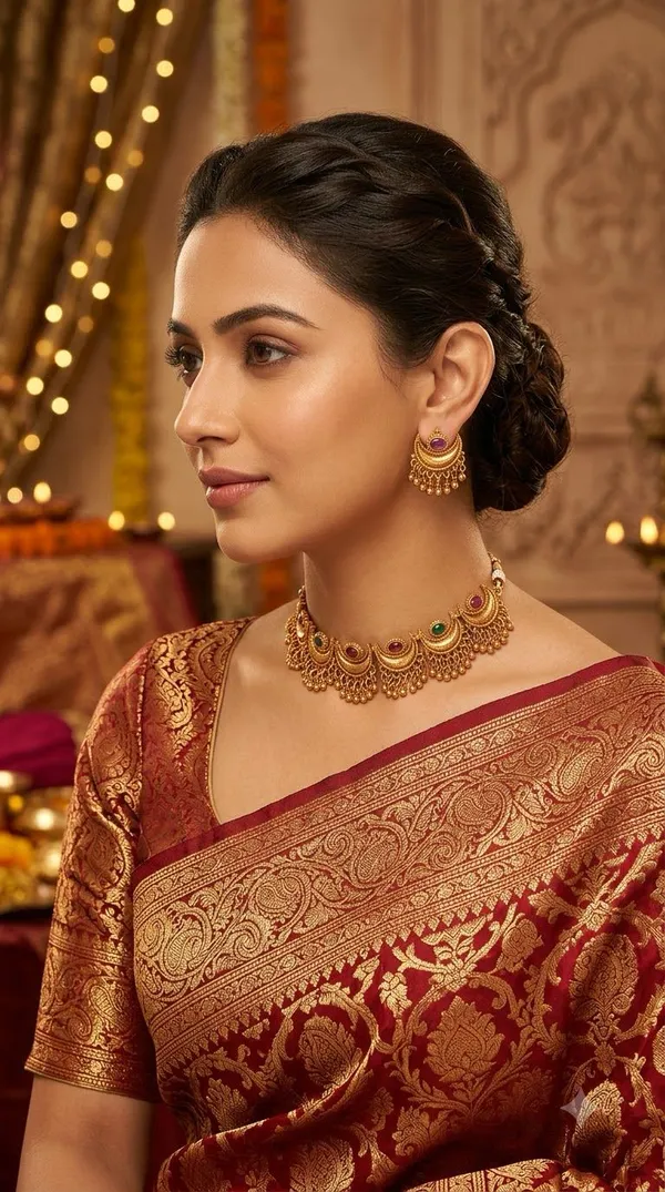 Gold_Tone_Traditional_Necklace_Set_For_Women