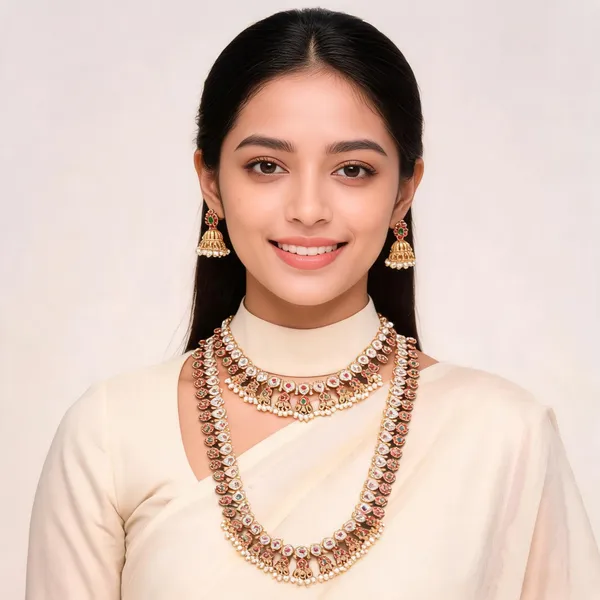 Gold_Tone_Traditional_Necklace_Set_For_Women