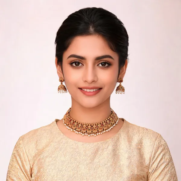 Gold_Tone_Traditional_Necklace_Set_For_Women