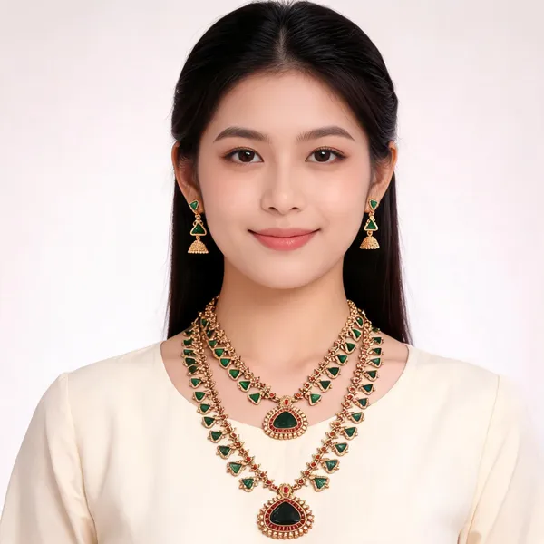 Green_Gold_Tone_Necklace_Set_For_Women