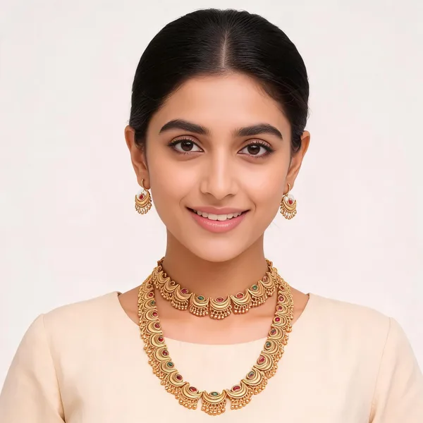 Gold_Tone_Traditional_Necklace_Set_For_Women