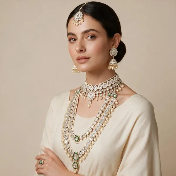 Silver_Tone_Kundan_Necklace_Set_For_Women
