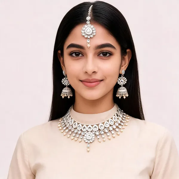 Silver_Tone_Pearl_Embellished_Jewellery_Set_For_Women