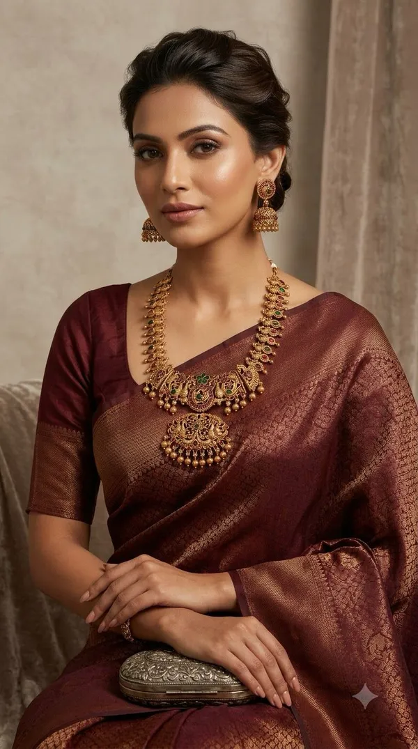 Gold_Tone_Peacock_Motif_Necklace_Set_For_Women