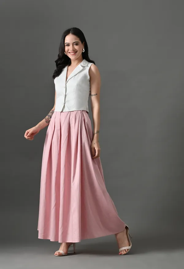 Pink_Sassy_Fusion_Cotton_Skirt_with_top_For_Women