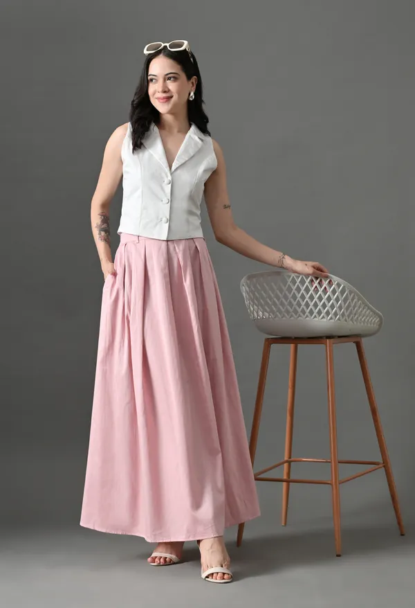 Pink_Sassy_Fusion_Cotton_Skirt_with_top_For_Women