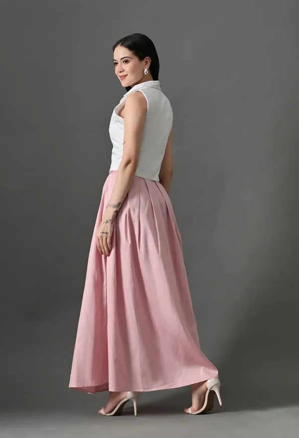 Pink_Sassy_Fusion_Cotton_Skirt_with_top_For_Women