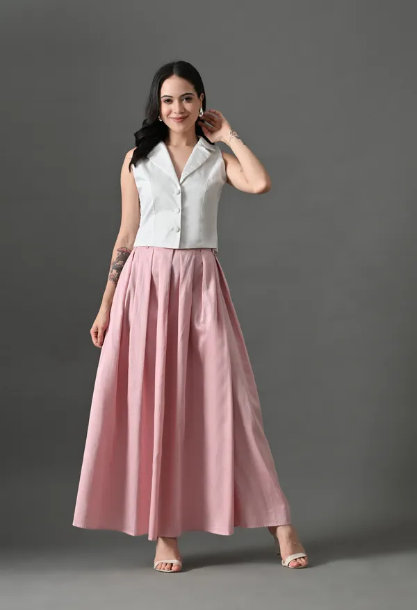 Pink_Sassy_Fusion_Cotton_Skirt_with_top_For_Women