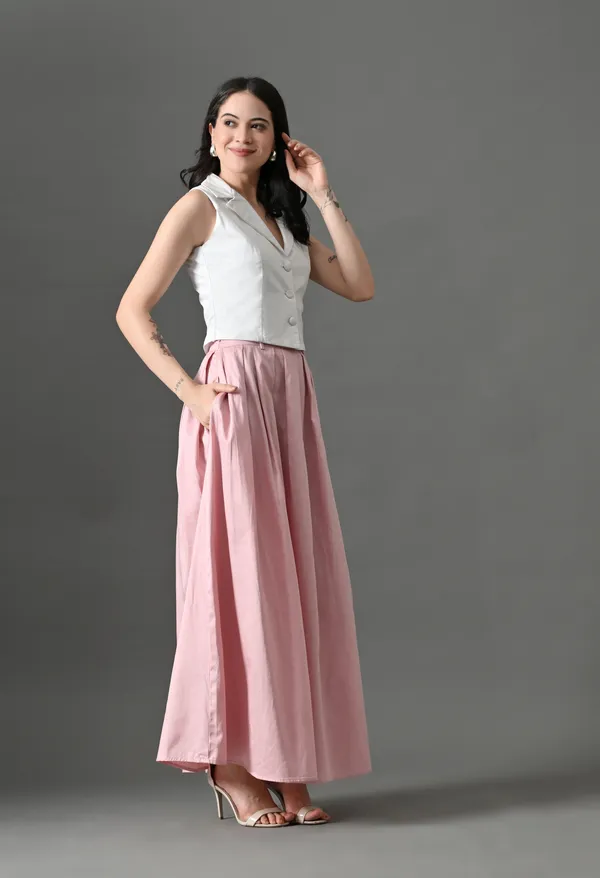 Pink_Sassy_Fusion_Cotton_Skirt_with_top_For_Women