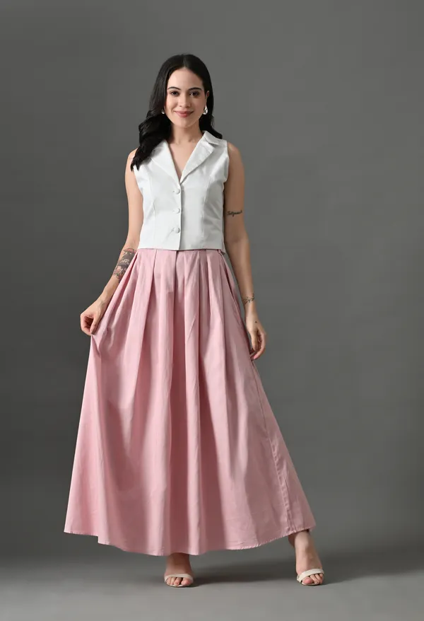 Pink_Sassy_Fusion_Cotton_Skirt_with_top_For_Women