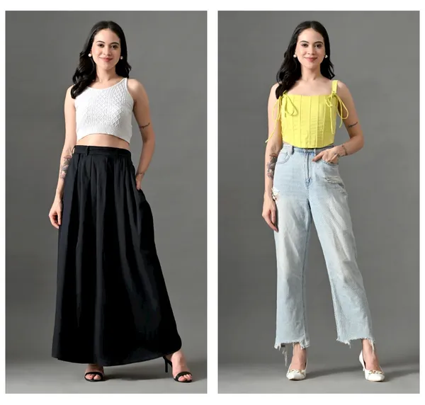 Black_Cotton_Flare_Affair_Skirt_&_Lemon_Corsia_Corset_Top_For_Women_(Pack_Of_2)