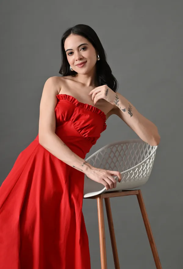 Red_The_Strapless_Edit_Cotton_Dress_For_Women