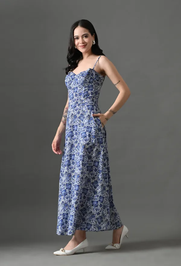 Red_Cotton_Mellow_Mood_Dress_&_Blue_Floral_Kiss_Maxi_Dress_For_Women_(Pack_Of_2)