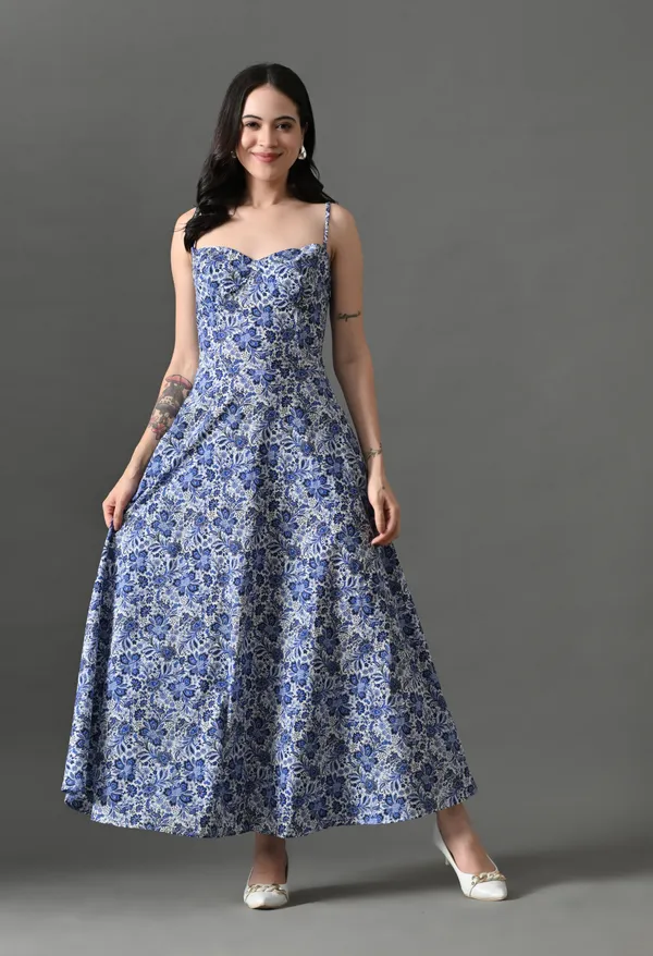 Red_Cotton_Mellow_Mood_Dress_&_Blue_Floral_Kiss_Maxi_Dress_For_Women_(Pack_Of_2)