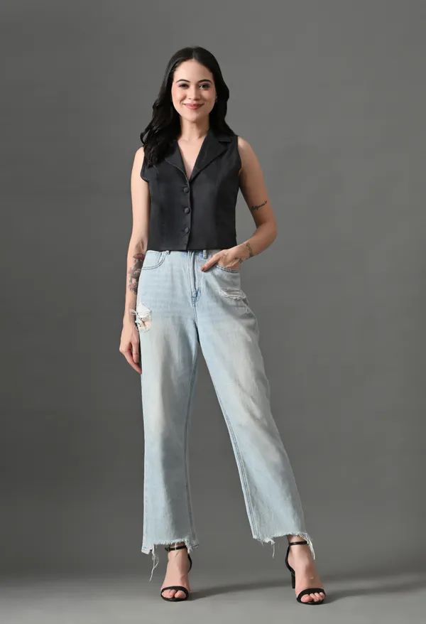White_&_Black_Cotton_Waistcoat_Top_For_Women_(Pack_Of_2)