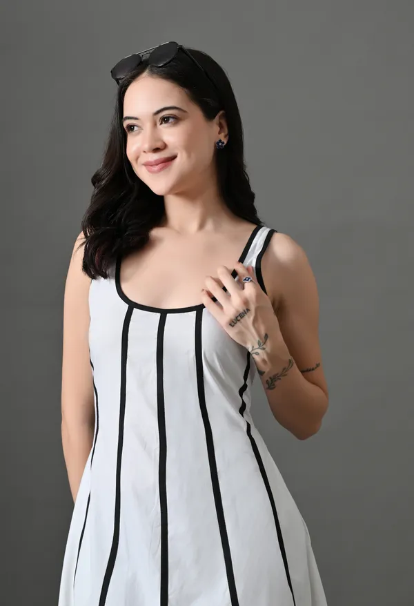 White_Rebel_Curve_Cotton_Dress_For_Women