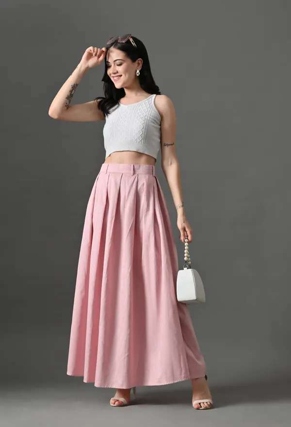 Pink_Flare_Affair_Cotton_Skirt_For_Women
