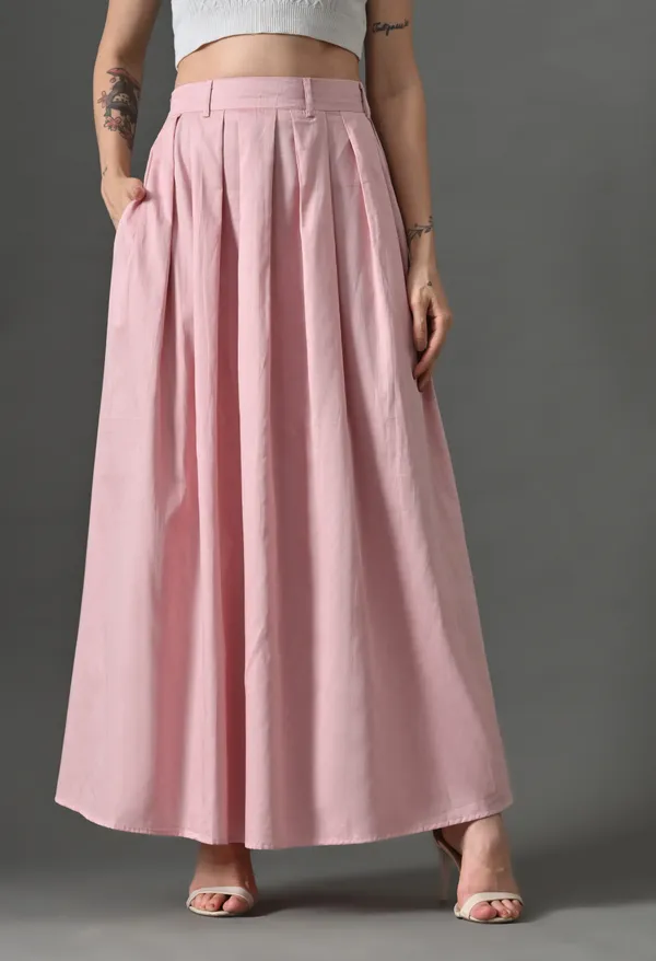 Pink_Flare_Affair_Cotton_Skirt_For_Women