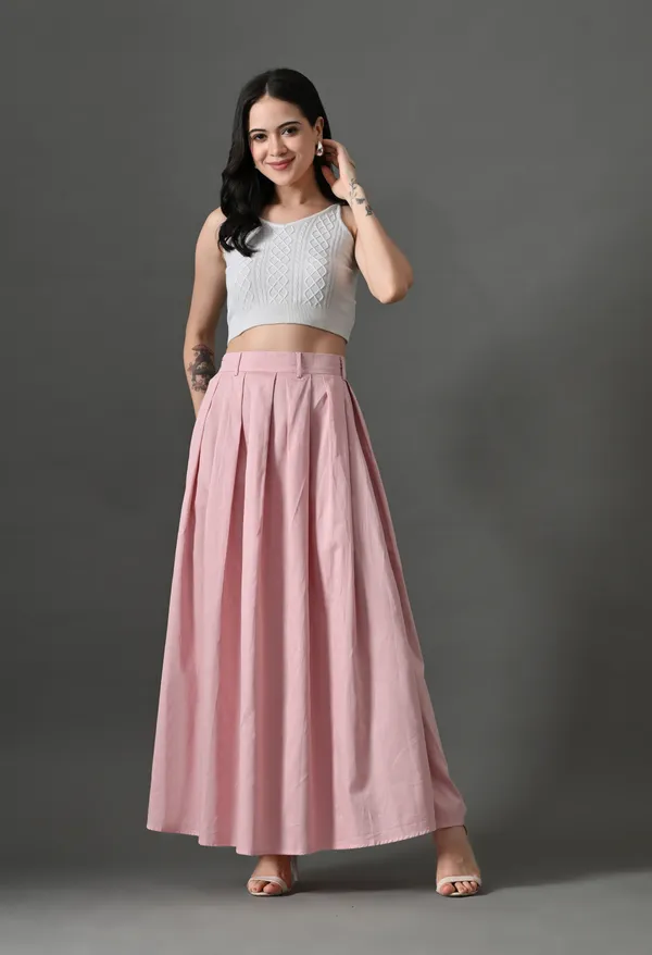 Pink_Flare_Affair_Cotton_Skirt_For_Women