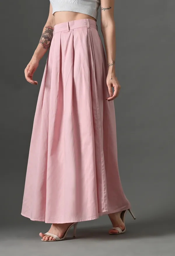 Pink_Flare_Affair_Cotton_Skirt_For_Women