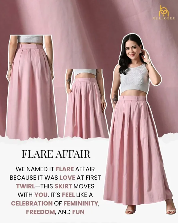 Pink_Flare_Affair_Cotton_Skirt_For_Women