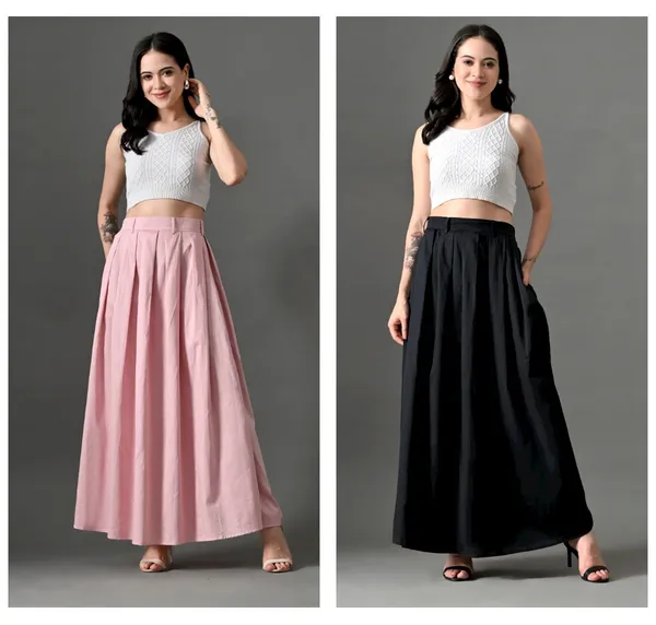Pink_&_Black_Cotton_Flare_Affair_Skirt_For_Women_(Pack_Of_2)