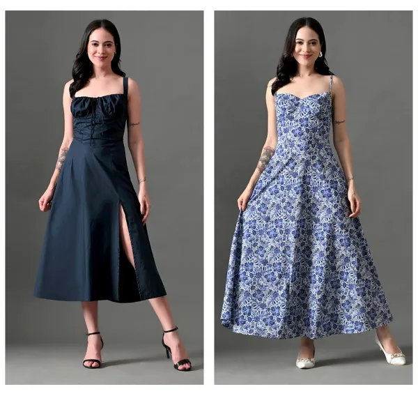 Black_Cotton_Mellow_Mood_Dress_&_Blue_Floral_Kiss_Maxi_Dress_For_Women_(Pack_Of_2)