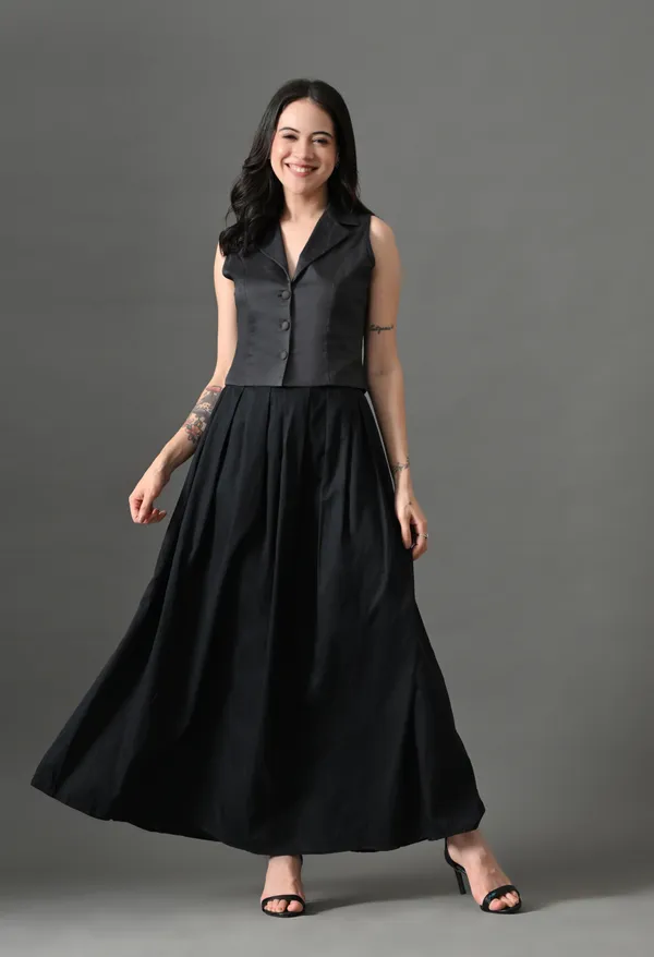 Black_Sassy_Fusion_Cotton_Skirt_with_top_For_Women
