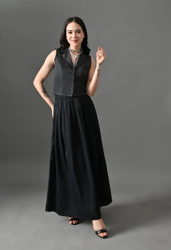 Black_Sassy_Fusion_Cotton_Skirt_with_top_For_Women
