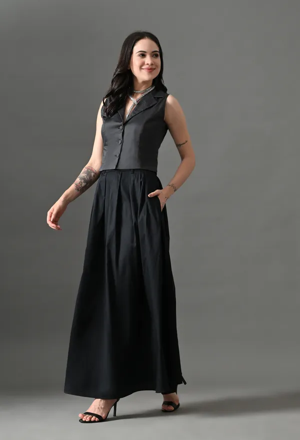 Black_Sassy_Fusion_Cotton_Skirt_with_top_For_Women