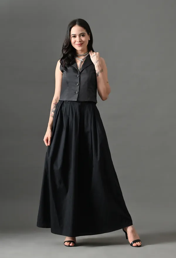 Black_Sassy_Fusion_Cotton_Skirt_with_top_For_Women