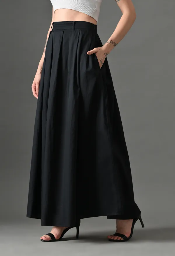 Black_Flare_Affair_Cotton_Skirt_For_Women
