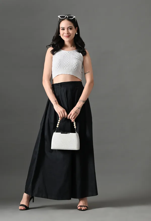 Black_Flare_Affair_Cotton_Skirt_For_Women