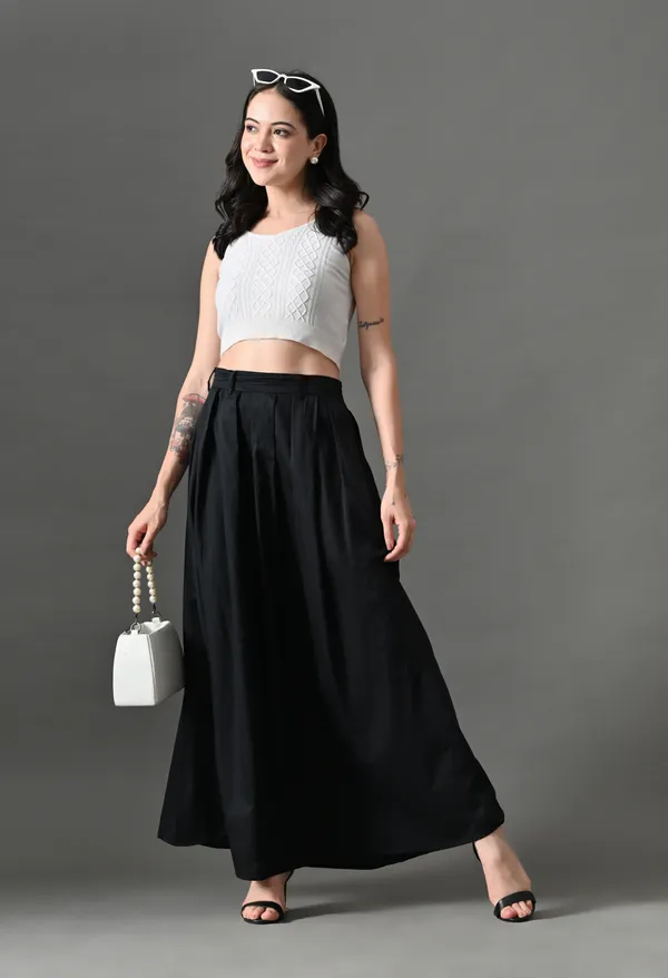 Black_Flare_Affair_Cotton_Skirt_For_Women