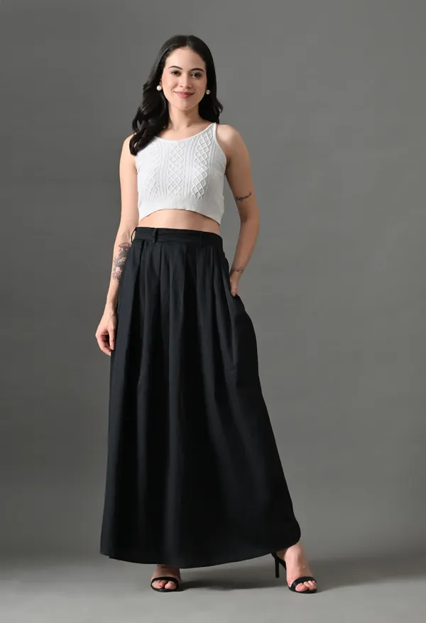 Black_Flare_Affair_Cotton_Skirt_For_Women