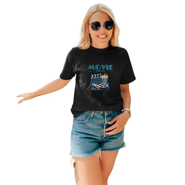 Movie_Night_Black__T-Shirt_for_Women_–_Trendy_Cotton_Casual_Wear